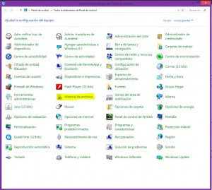 El Time Machine de Windows 2 HistorialDeArchivos