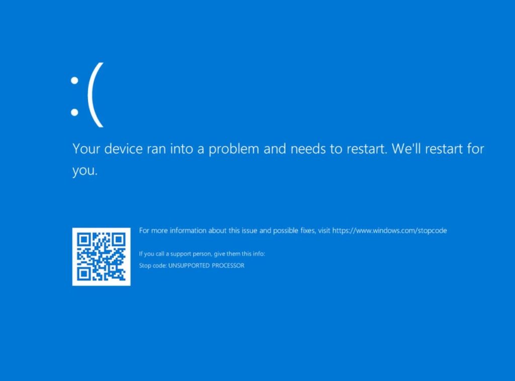 BSOD-Windows-11-Unsupported-Processor-Issue