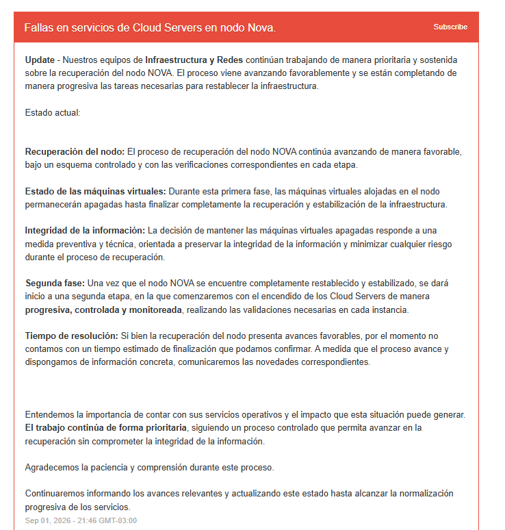 CloudServers DonWeb caídos: ¿y ahora qué hacemos? 2 DonWeb Status 1 9 26 21 46